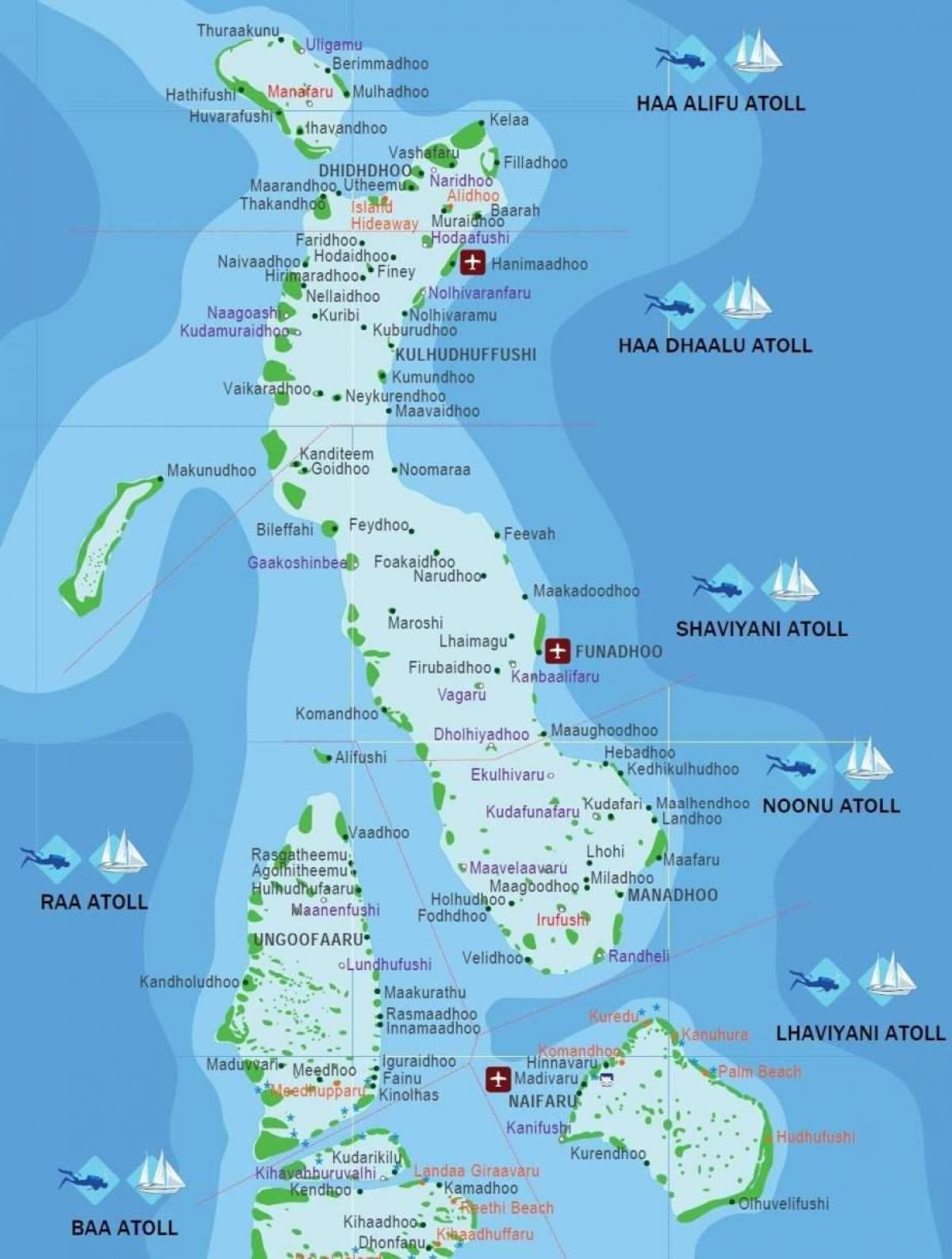 peta maldives pantai